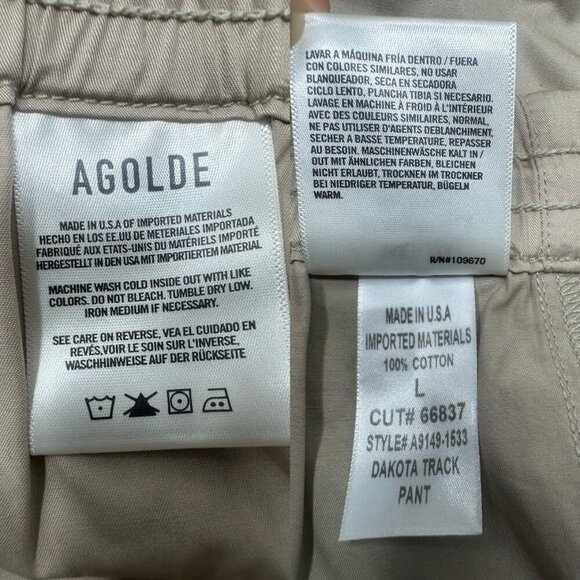 New Agolde Dakota Track Pant In Truffle Size Large Wide Leg Cotton Lightweight - Picture 15 of 16